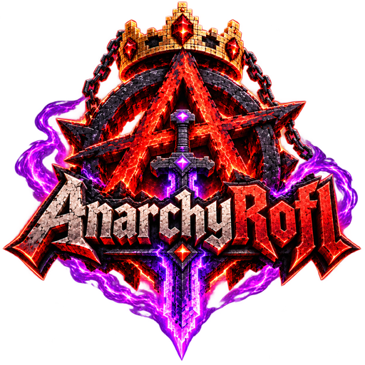Логотип AnarchyRofl: корона над знаком анархии и фиолетовым мечом
